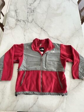 The North Face Two-Tone Red and Gray Fleece Jacket